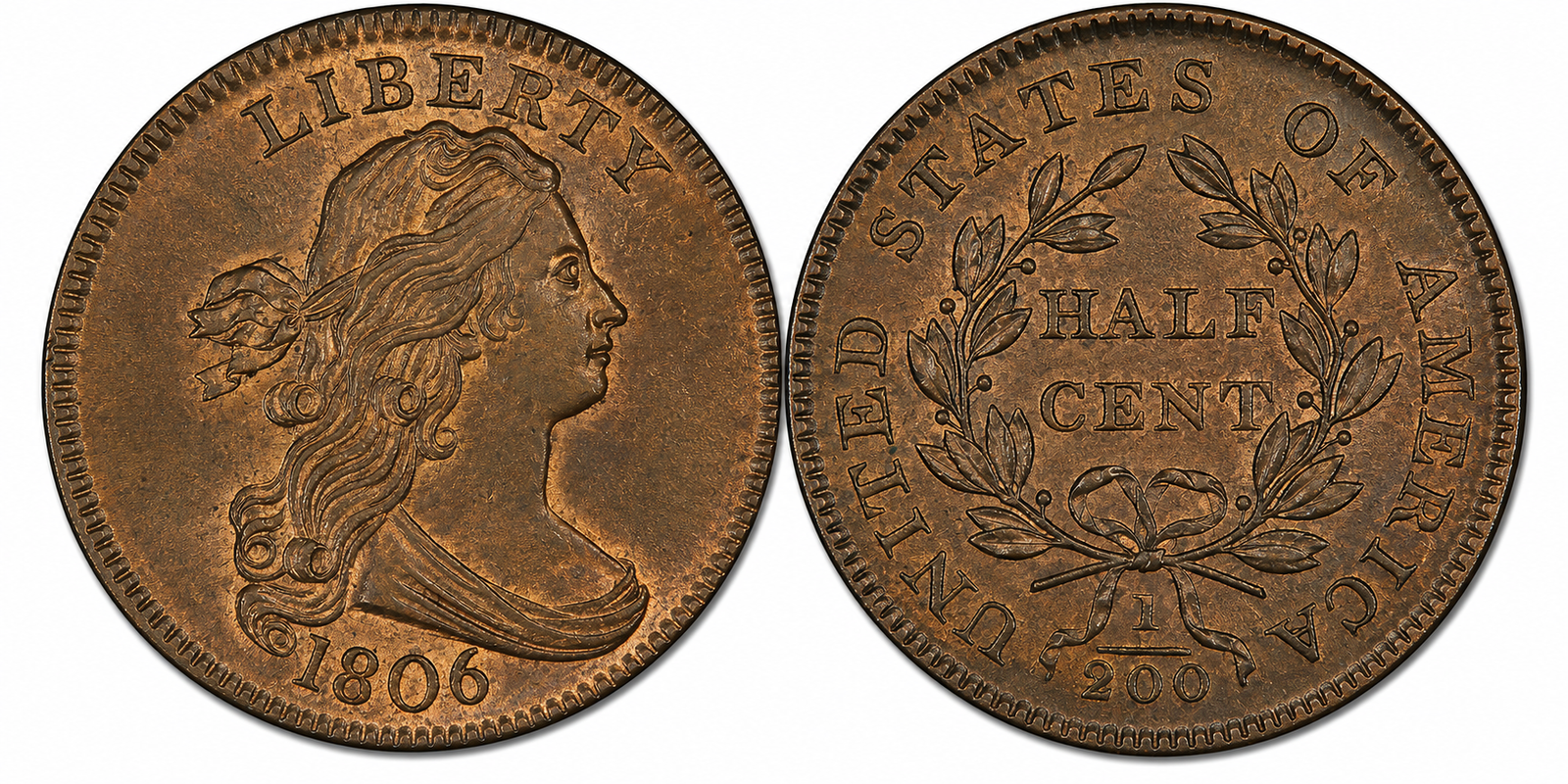 1800–1808: Draped Bust Half Cent